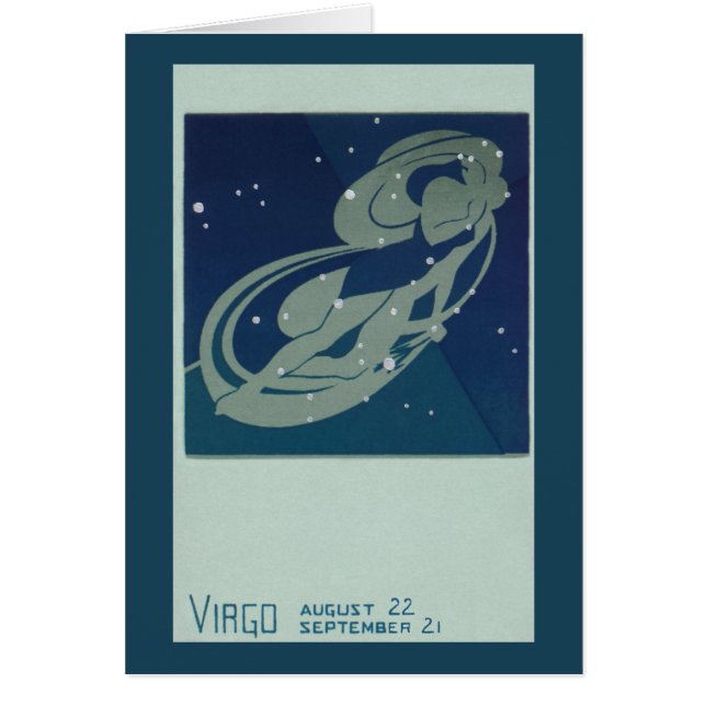 Virgo Stjärnbild Vintage Zodiak Astrologi Hälsningskort (Framsidan)
