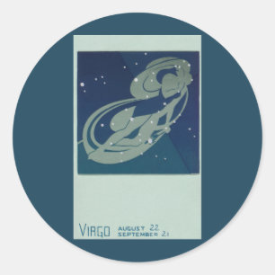Virgo Stjärnbild Vintage Zodiak Astrologi Runt Klistermärke