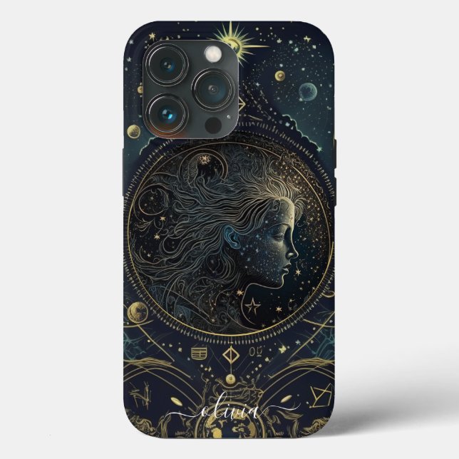 Virgo stjärntecken svart och guld Case-Mate iPhone (Baksida )