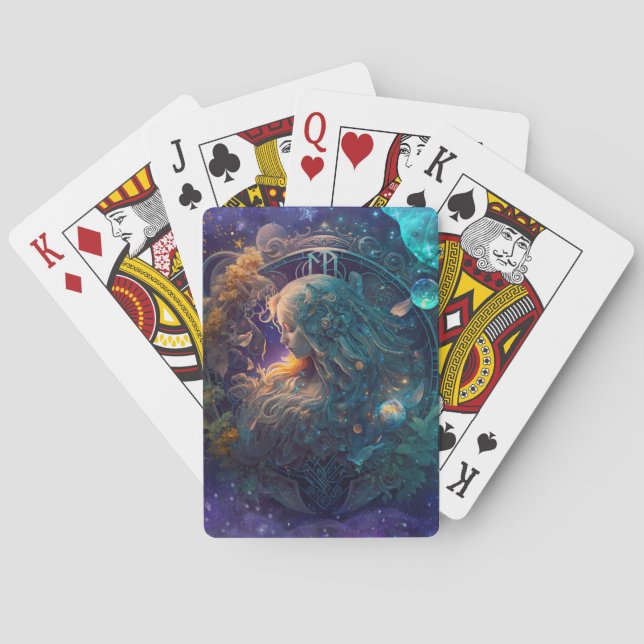 Virgo Stjärntecken Vattenfärgdesign Casinokort (Baksidan)