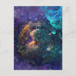 Virgo Stjärntecken Vattenfärgdesign Vykort
