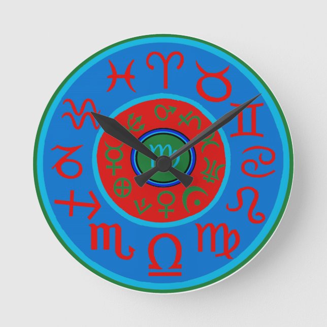 Virgo - Stjärntecken Zodiac Rund Klocka (Framsida)