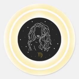 Virgo Symbol – Minimal Astrology Emblem Runt Klistermärke
