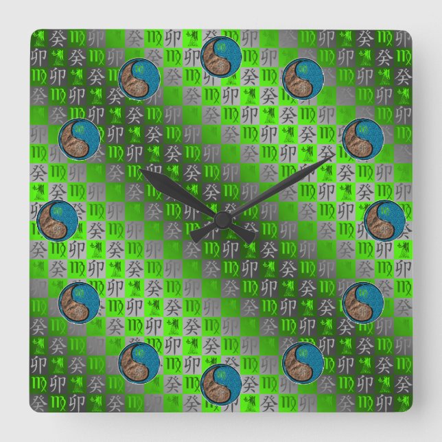 Virgo & Vatten Kanin Fyrkantig Klocka (Framsida)
