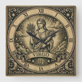 Virgo Vintage Zodiac Wall Clock Fyrkantig Klocka
