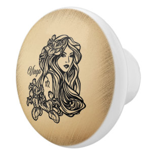 Virgo Zodiac Antik Look Knopp