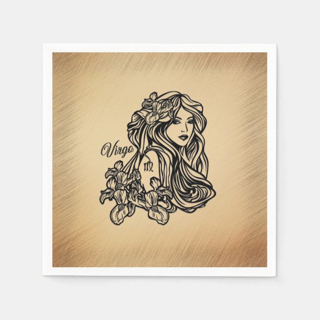 Virgo Zodiac Antik Look Pappersservett (Framsidan)
