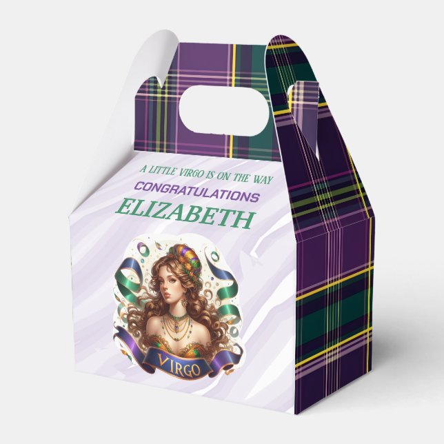 Virgo Zodiac Baby Shower 4"w x 2.5"l x 5"h Presentaskar (Framsidan Sidan)
