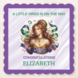 Virgo Zodiac Baby Shower Lavender and Green Underlägg Papper