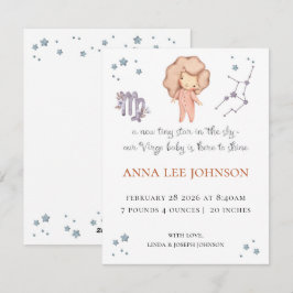 Virgo Zodiac Birth Announcement Julkort