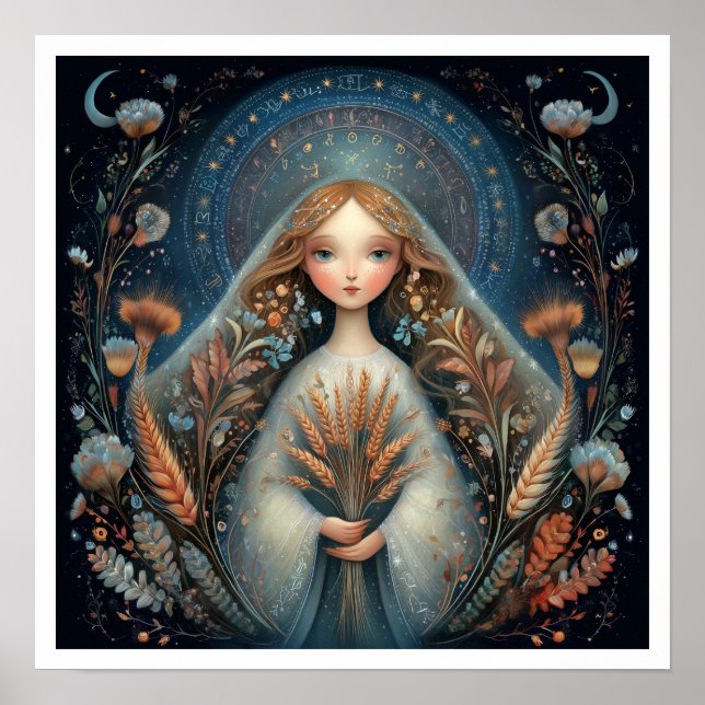 Virgo Zodiac Birth Sign Astrology Celestial Poster (Framsidan)