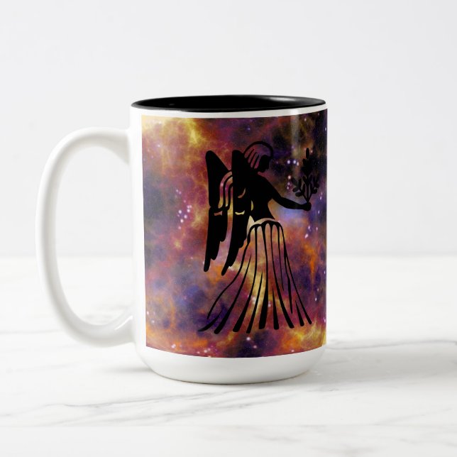 Virgo Zodiac Galaxy Art – Elegant Astrology Horosc Två-Tonad Mugg (Vänster)