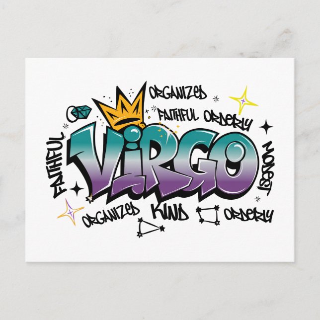 Virgo zodiac graffiti vykort (Framsida)