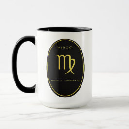 Virgo Zodiac Guld Oval Emblem Mugg | Lyx Astrologi