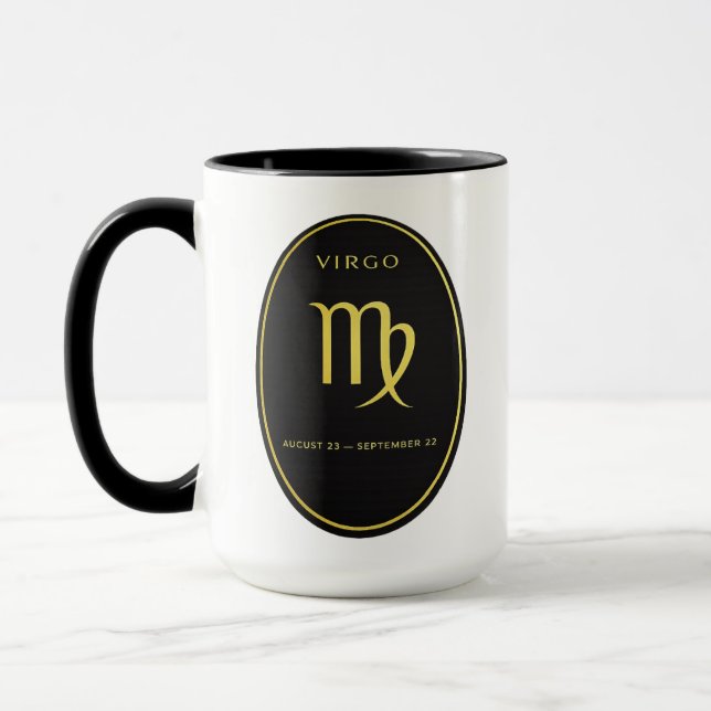 Virgo Zodiac Guld Oval Emblem Mugg | Lyx Astrologi (Vänster)
