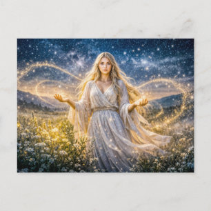 Virgo Zodiac i förtrollad nattlandskap Vykort