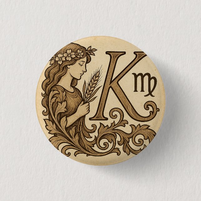 virgo Zodiac (K) Badge Knapp (Framsida)