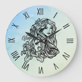 Virgo Zodiac Misty med romerska siffror Stor Klocka
