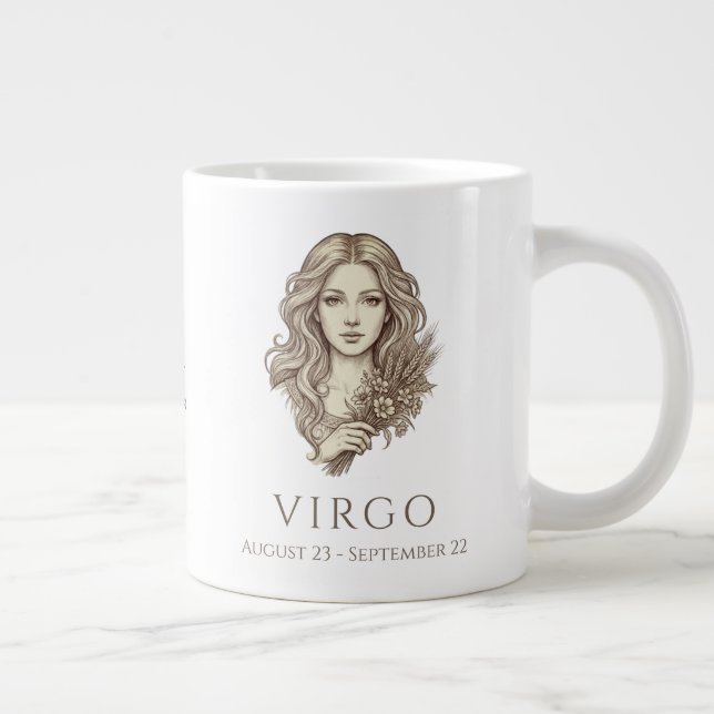 Virgo Zodiac Personalized Name & Birth Date Jumbo Mugg (Höger)