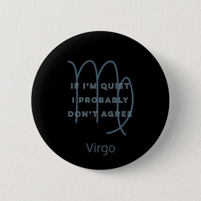 Virgo Zodiac Sign Fun Quote Blue Text Birthday Knapp (Framsida)