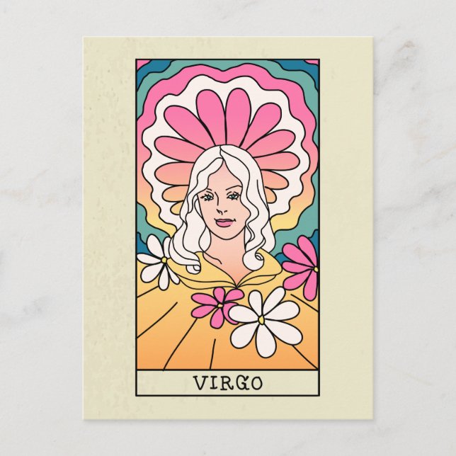 Virgo Zodiac-tecken Abstrakt Konst Vintage Vykort (Framsida)