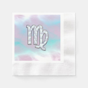 Virgo Zodiac-tecken på Pastell Nacre stil tryck Pappersservett