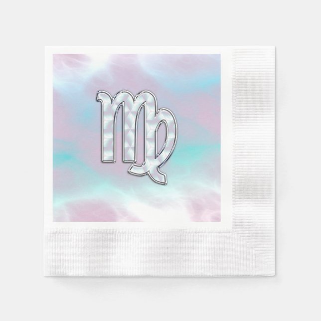 Virgo Zodiac-tecken på Pastell Nacre stil tryck Pappersservett (Framsidan)