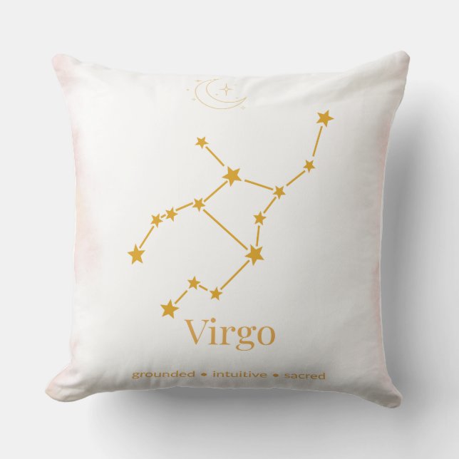 Virgo Zodiac Throw Pillow – Celestial Constellatio Kudde (Framsida)