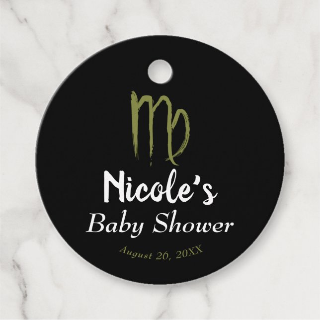 VIRGO Zodiak Augusti September Baby Shower  Gåvor Etiketter (Framsida)