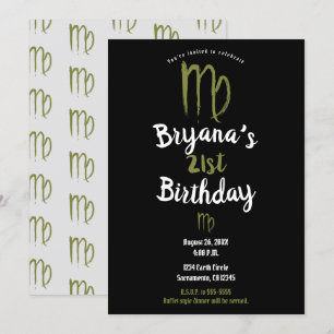 VIRGO Zodiak Augusti September Födelsedag Astrolog Inbjudningar