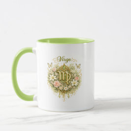 Virgo Zodiak Blommig Hjärtmugg – Elegant Astrologi Mugg