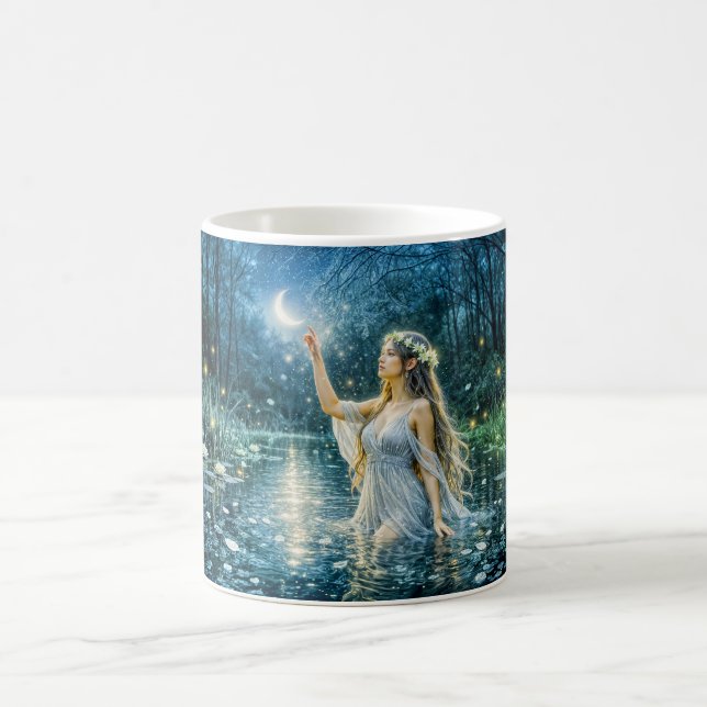 Virgo Zodiak med månbelyst jungfru som håller en l Kaffemugg (Center)
