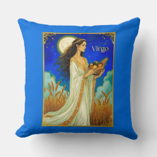 Virgo Zodiak Skönhet Under En Nattlig Himmel Kudde