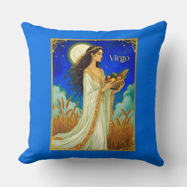 Virgo Zodiak Skönhet Under En Nattlig Himmel Kudde (Framsida)