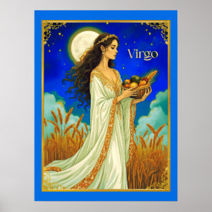 Virgo Zodiak Skönhet Under En Nattlig Himmel Poster