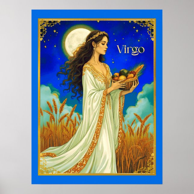 Virgo Zodiak Skönhet Under En Nattlig Himmel Poster (Framsidan)