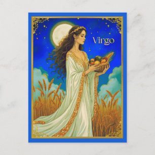 Virgo Zodiak Skönhet Under En Nattlig Himmel Vykort