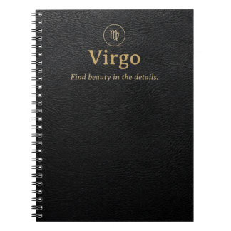 Virgo Zodiak Spiral Anteckningsbok - Falskt Läder 