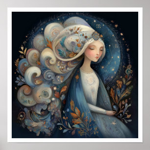Virgo Zodiak Stjärntecken Astrologi Celestial Poster