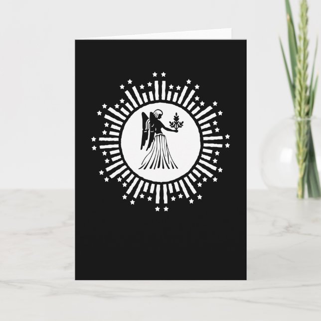 Virgo Zodiak-symbol med stjärnor & strålande solup Kort (Framsida)