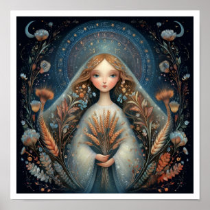 Virgo Zodiakens Födelsesign Astrologi Celestial Poster