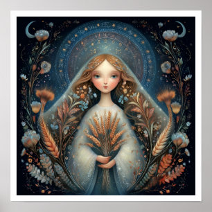 Virgo Zodiakens Födelsesign Astrologi Celestial Poster