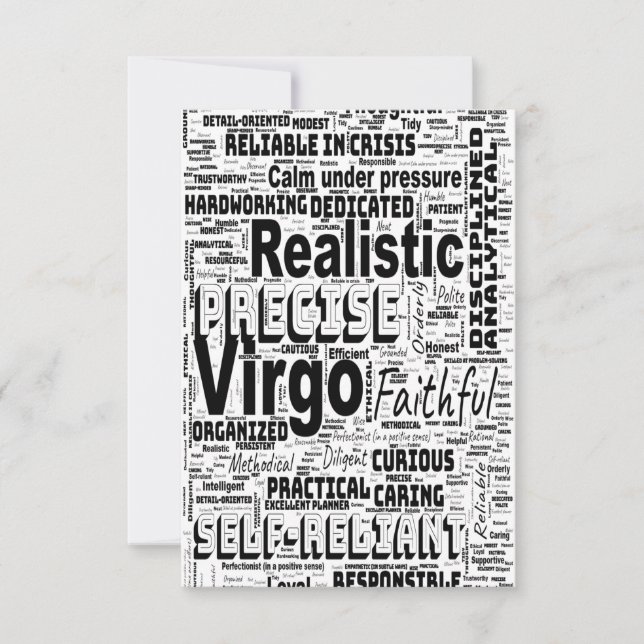 Virgo Zodiakens Ordmoln Inspiration Grattiskort Kort (Framsida)