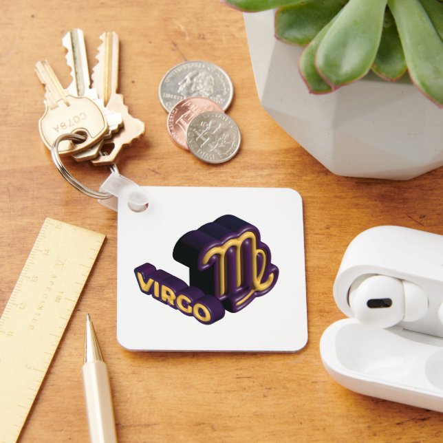 Virgo Zodiaktecknet och textdesign Nyckelring (Skrivbord)