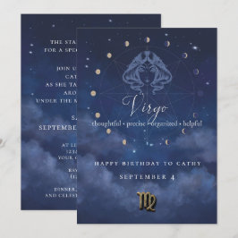 Virgo Zodiakus Födelsedagsinbjudan Inbjudningar