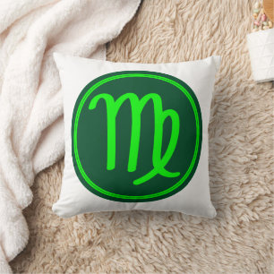 Virgo Zodiakussymbol Grön Kontrast Kudde