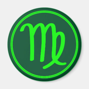 Virgo Zodiakussymbol Grön Kontrast Magnet