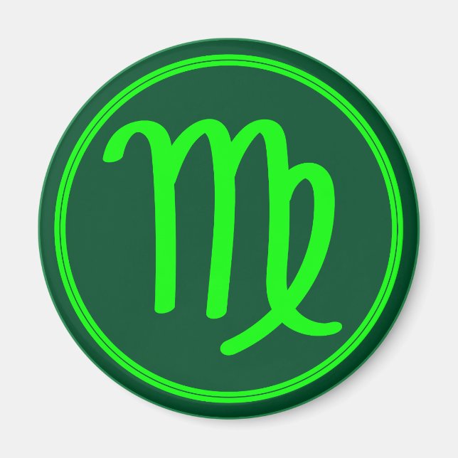 Virgo Zodiakussymbol Grön Kontrast Magnet (Framsidan)