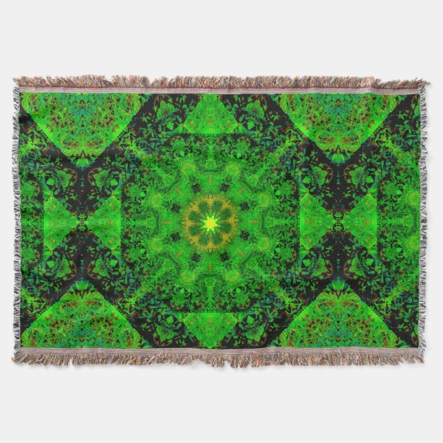 Viridescent Grönt Kaleidoscope Filt (Framsidan)