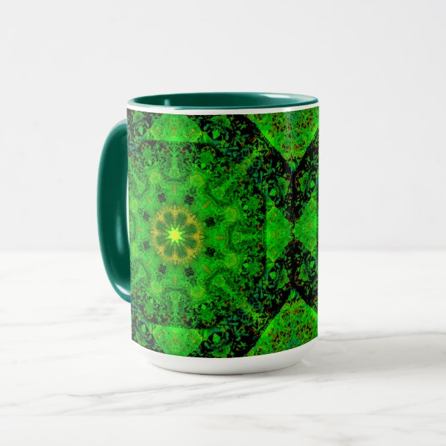 Viridescent Grönt Kaleidoscope Mugg (Framsida vänster)